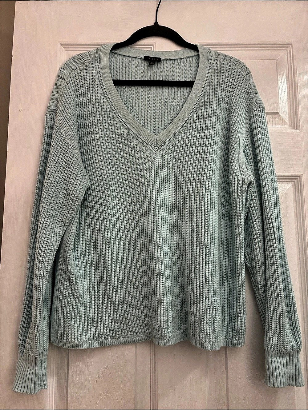 Talbots Ribbed V-Neck Pullover Sweater Blue XL